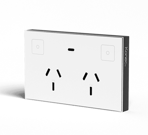 Konec Double Socket Power Point Glass White(KGD-K118-2S-GLA-WH-Z)