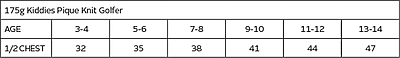 175g Pique Knit Golfer Kiddies