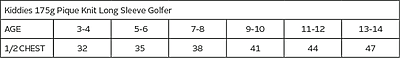 175g Pique Knit Long Sleeve Golfer Kiddies