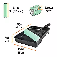 Kit de rodillo para pintar, 9' (maneral, charola y felpa) - KIT-ROPI-915 / 13843