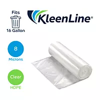 Kleenline 12-16 Gallon Can Liner, 24" x 33" x 8 MIC, Clear, 20 Rolls of 50 Liners | 1000/Case