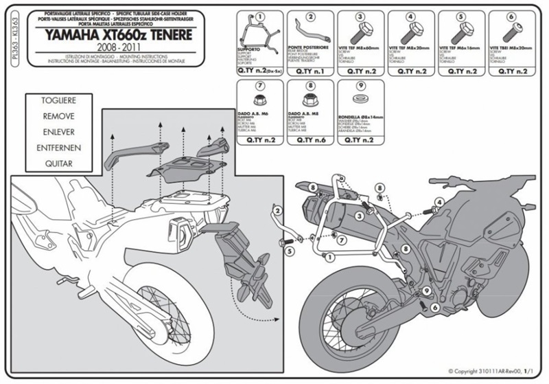 KAPPA YAMAHA PANNIER BRACKET  KL363 - XT 660Z Teneré (08-12)