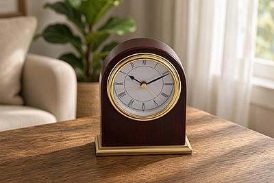 Cherry Finish Mantle Clock 5 1/4'H x 4 1/2'W. SKU #: KMSA4.