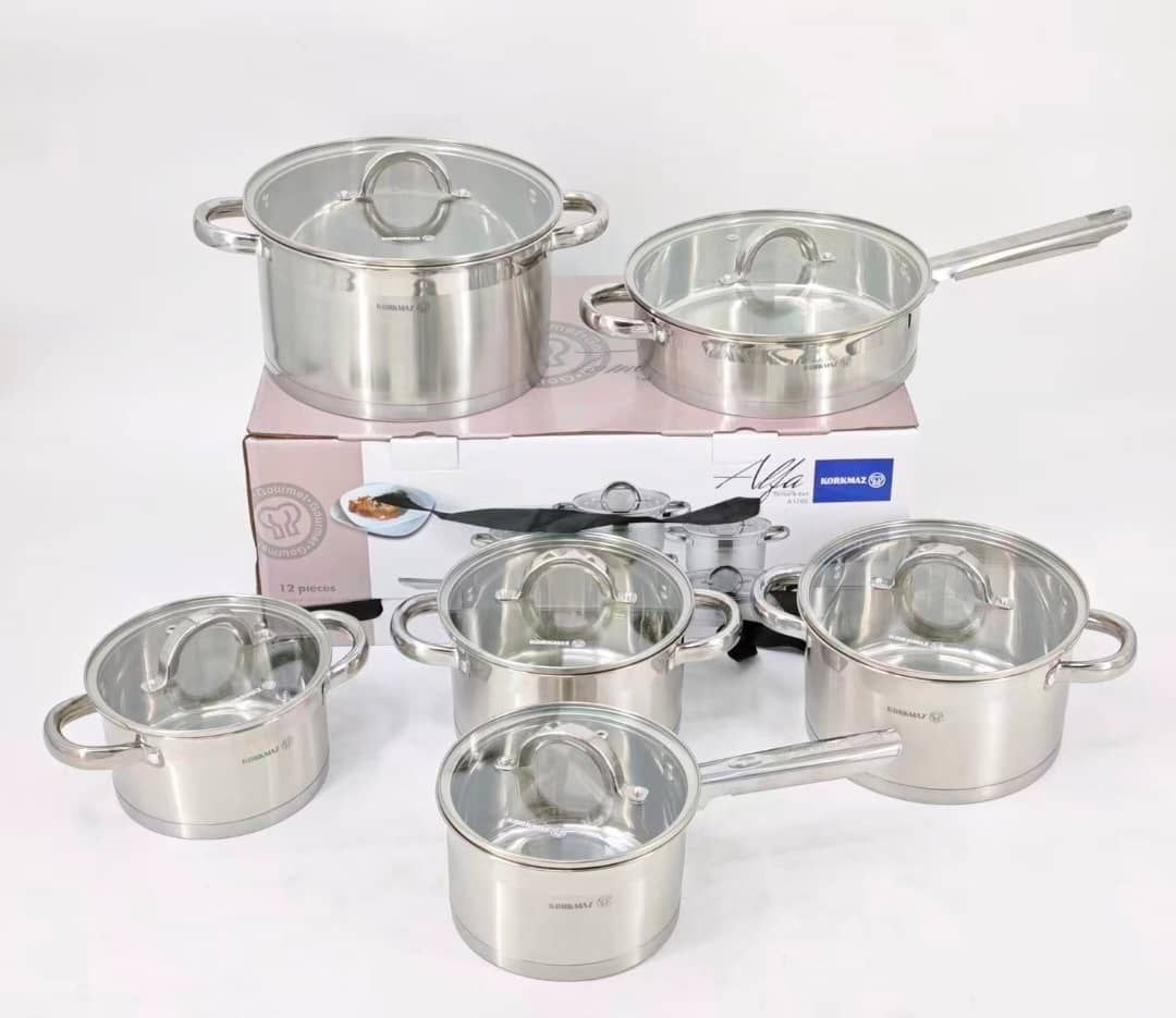 KORKMAZ 12PIECES SET OF STAINLESS STEEL POT