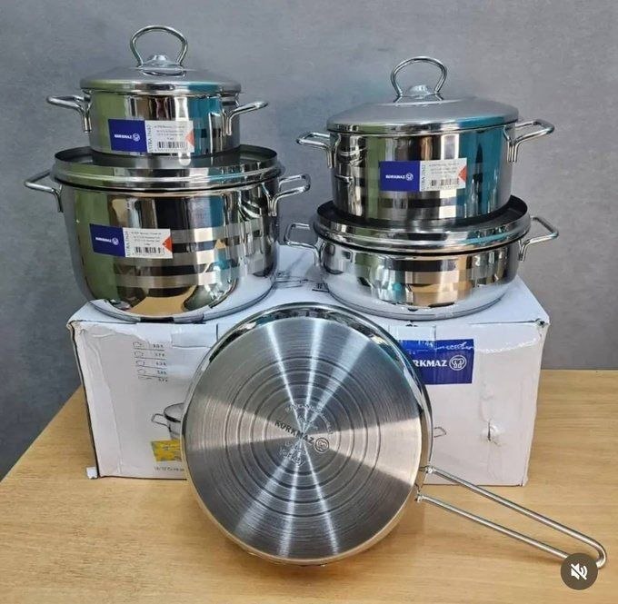 KORKMAZ 9PIECES SET OF STAINLESS STEEL POT