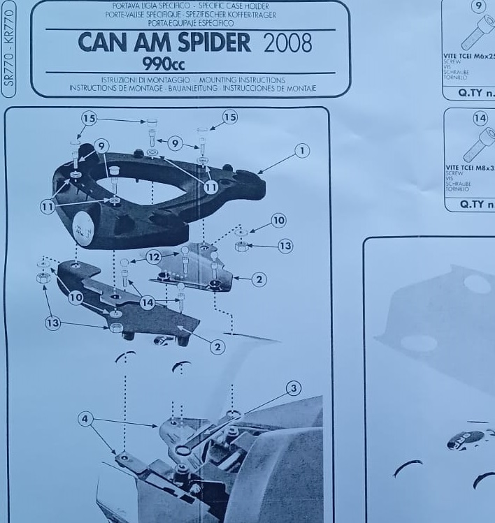 KAPPA CAN AM TOPBOX BRACKET KR770 - SPYDER 990 (08-09)