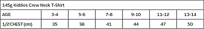 145g Crew Neck T-Shirt Kiddies