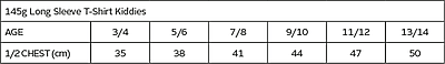 145g Long Sleeve T-Shirt Kiddies