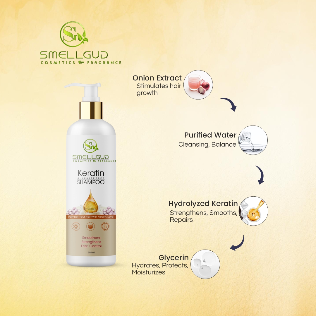 Keratin Shampoo For Weak & Damaged Hair by Smellgud cosmetics