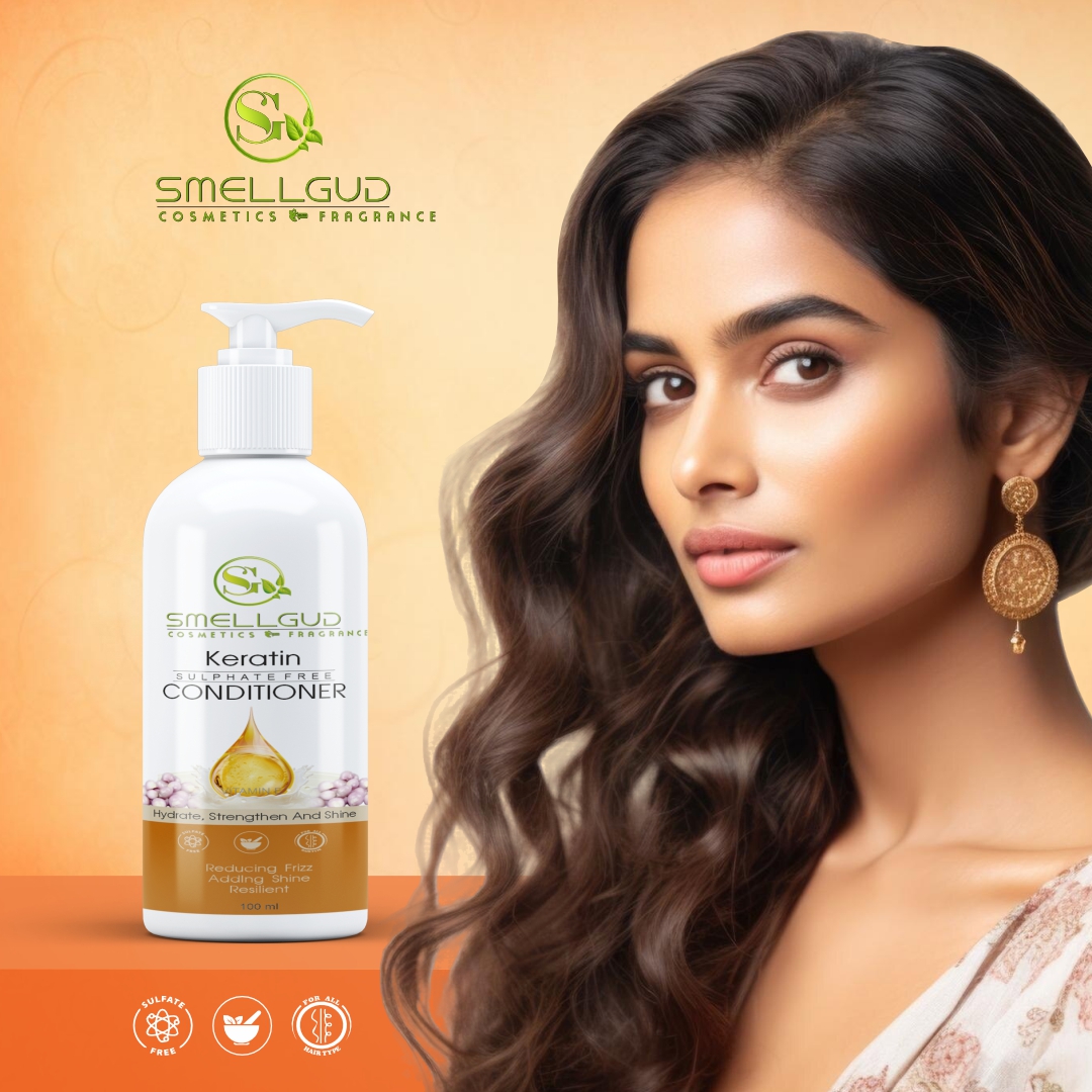 Smellgud cosmetics Sulphate Free Conditioner for Coloured & Treated Hair | Repair | Keratin Conditioner for Women and Men | For Frizzy, Dry, Shiny Hair | Enriched with Argan Oil | Vitamin E | 100ml