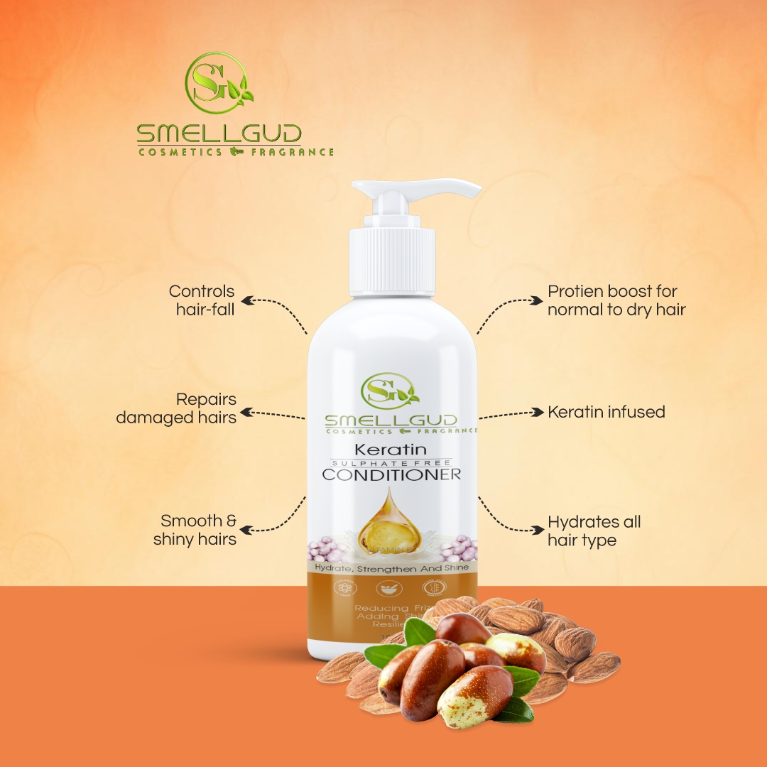 Smellgud cosmetics Sulphate Free Conditioner for Coloured & Treated Hair | Repair | Keratin Conditioner for Women and Men | For Frizzy, Dry, Shiny Hair | Enriched with Argan Oil | Vitamin E | 100ml