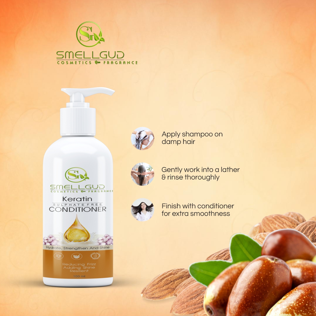 Smellgud cosmetics Sulphate Free Conditioner for Coloured & Treated Hair | Repair | Keratin Conditioner for Women and Men | For Frizzy, Dry, Shiny Hair | Enriched with Argan Oil | Vitamin E | 100ml
