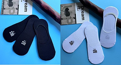 Invisible Black & White Socks Offer 2 Packs of 3 Pcs