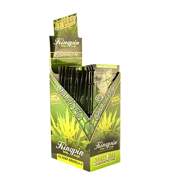 King Pin Hemp Wrap - 4 Ct  - 25 Packs Per Box Spanish Fly
