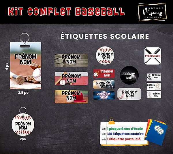 Étiquettes thématique Baseball Étiquettes thématique Baseball