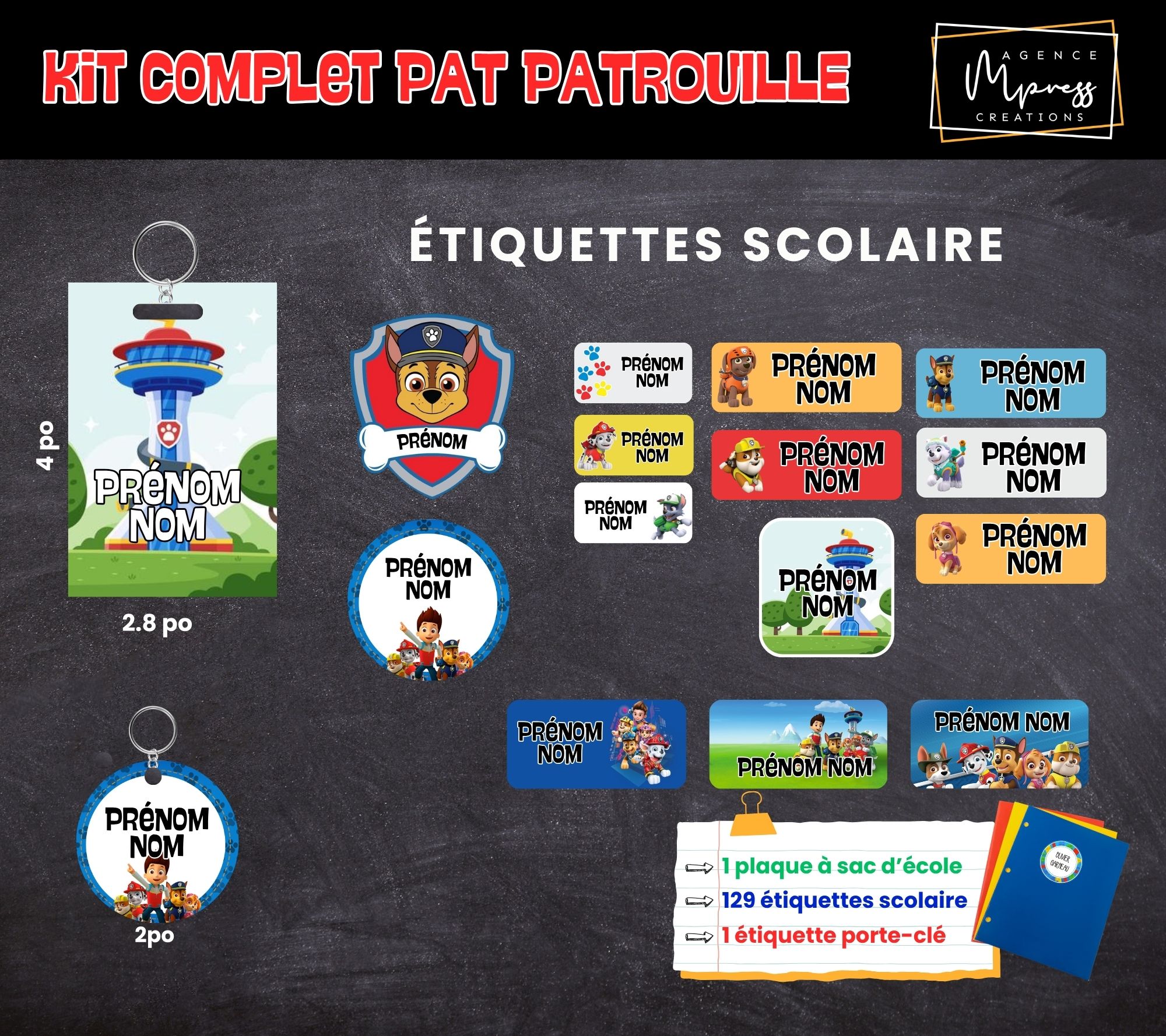 Étiquettes thématique Pat Patrouille Étiquettes thématique Pat Patrouille