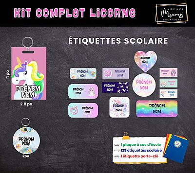Étiquettes thématique Licorne Étiquettes thématique Licorne