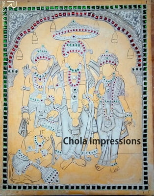 Ram Darbar Ready made Embossed Tanjore Muck Board