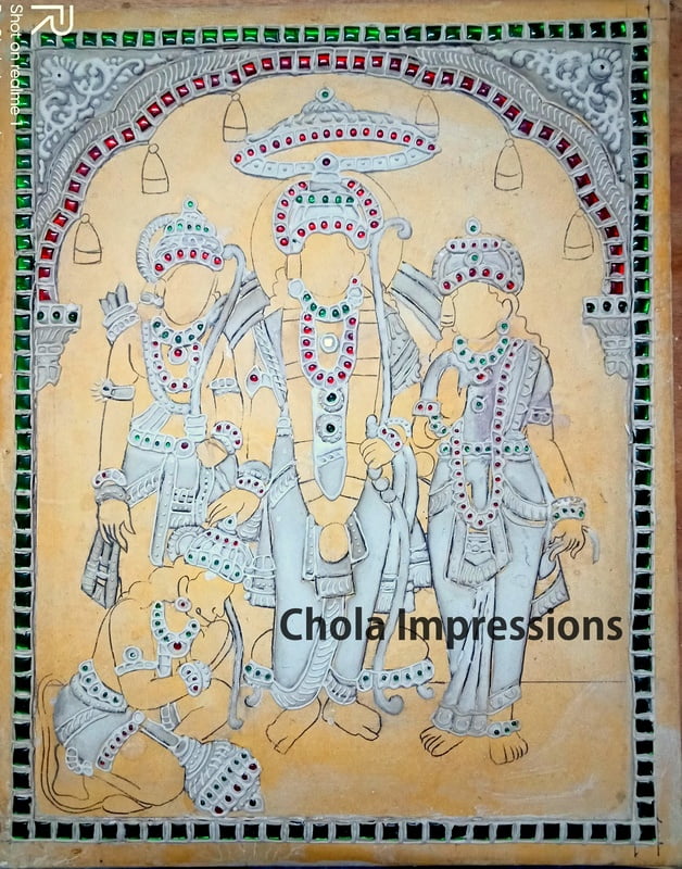 Ram Darbar Ready made Embossed Tanjore Muck Board