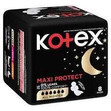 Kotex Maxi Thick Pads - All Nighter 8 Pack Plus Wings