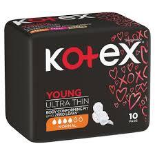 Kotex Young Ultra Thin Pads Normal 10 Pack Plus Wings