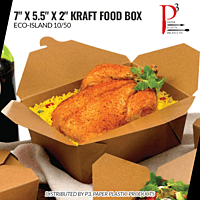 Eco-Island Kraft Food Box 7" x 5.5" x 2" BIO#8 45oz 6/50