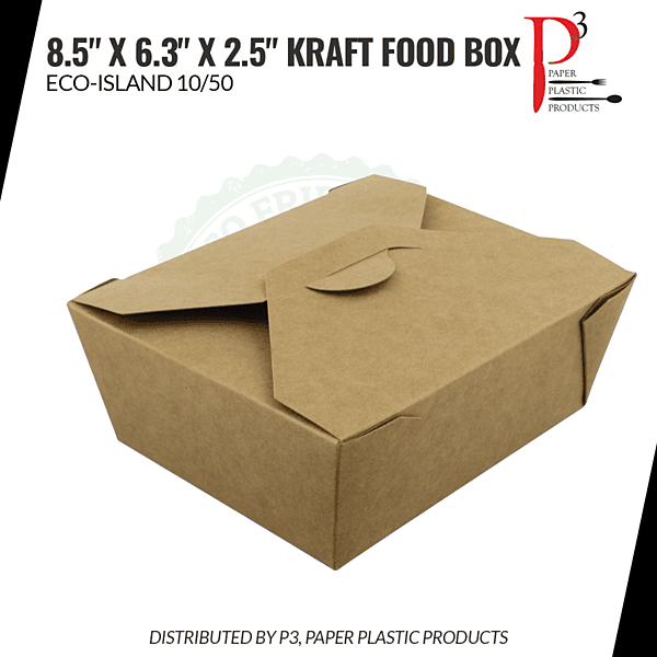 Eco-Island Kraft Food Box 8.5" x 6.3" x 2.5" 66oz BIO#3 4/50