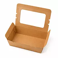Kraft Food Container with window 8" x 5.5" x 2" 4/50
