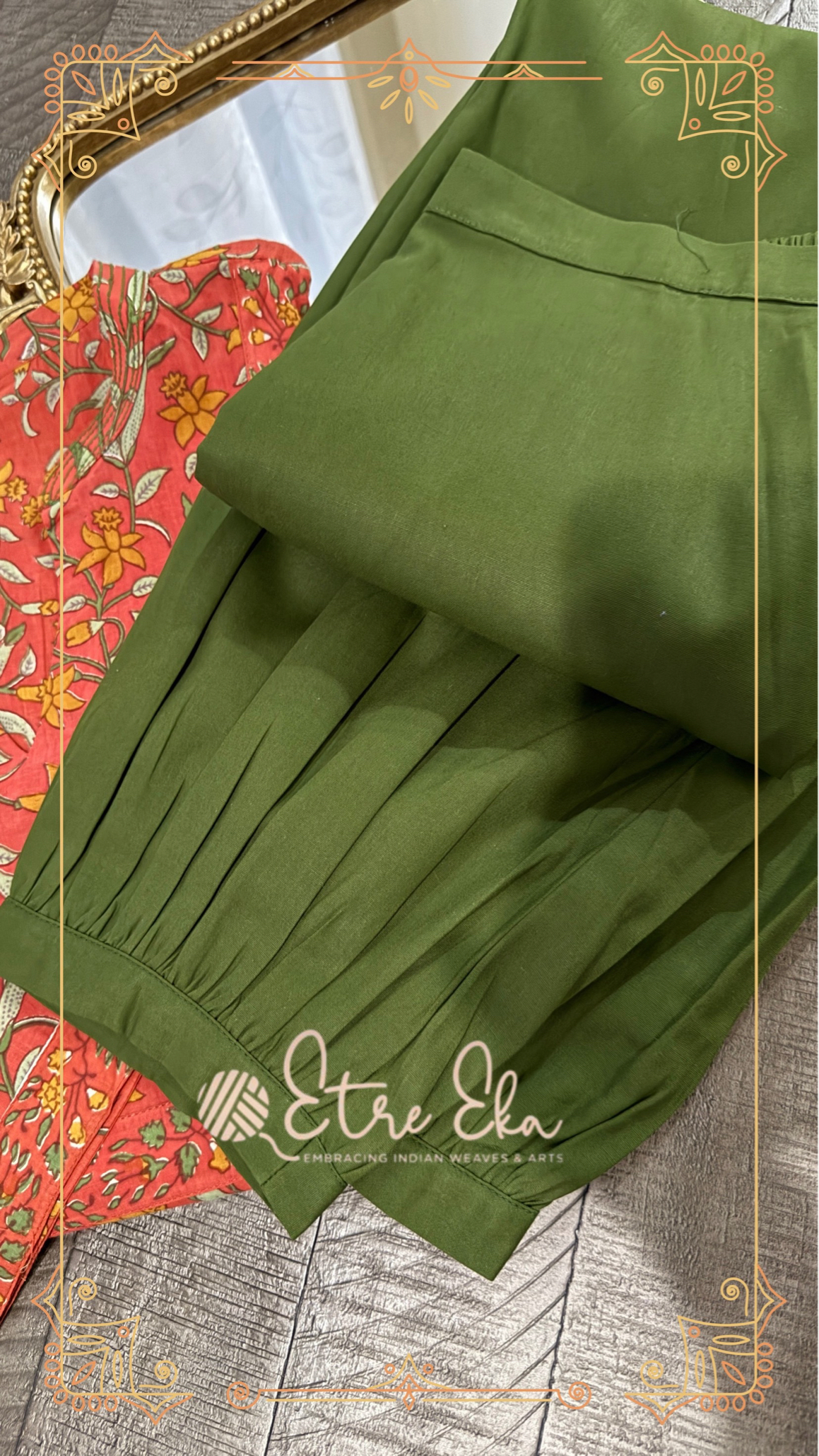 Sanganeri printed Muslin Kurti-Straight Kurti Set Brick Orange-Casual Wear- High Nexk