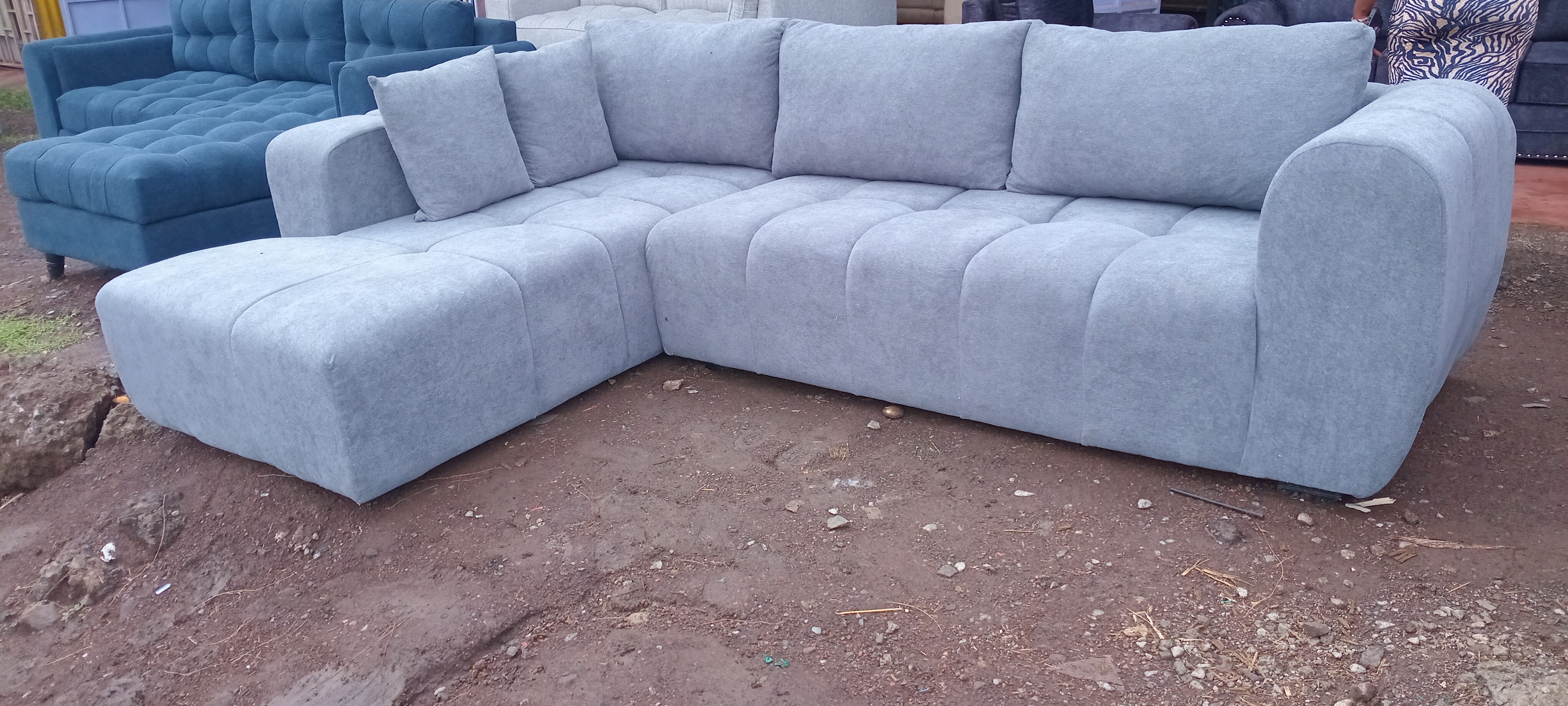 Grey L Shaped Seat