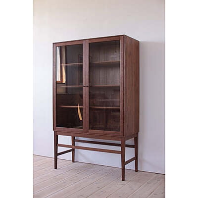 Mid-Century Modern Teak Display Cabinet with Glass Doors - Danish Design