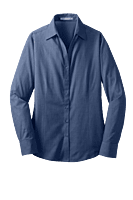 L640 CAMISA DAMA ML PORT AUTHORITY CROSSHATCH 