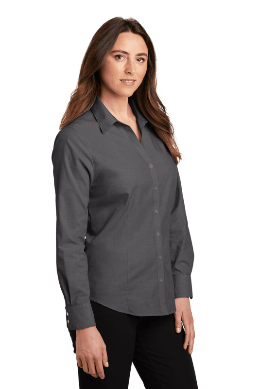 L640 CAMISA DAMA ML PORT AUTHORITY CROSSHATCH 