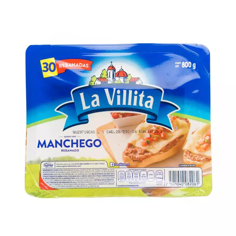 LA VILLITA  MANCHEGO REBANADO 800 GR