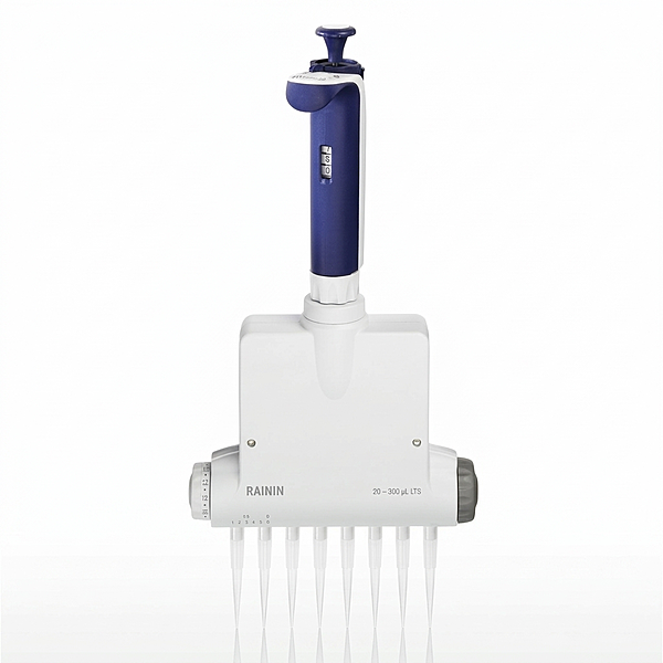 Pipeta multicanal 8 canales, 100-1020 µL, autoclavable, con certificado de calibración. Marca Rainin Mettler Toledo. Catálogo LA8-1200XLS