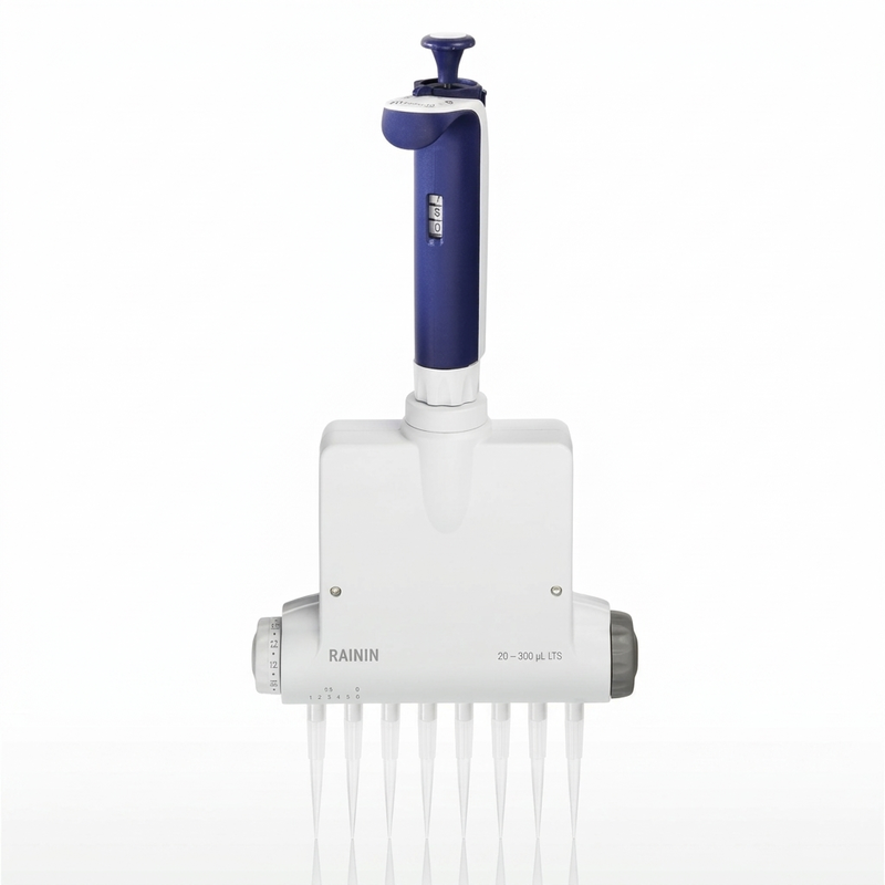 Pipeta multicanal 8 canales, 100-1020 µL, autoclavable, con certificado de calibración. Marca Rainin Mettler Toledo. Catálogo LA8-1200XLS