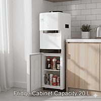 Modern Usha Laguna water cooler with a spacious storage cabinet and ergonomic design. Modern Usha Laguna water cooler with a spacious storage cabinet and ergonomic design.