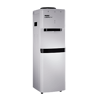 Usha Laguna Fresh floor standing water dispenser in a modern office kitchen setting. Usha Laguna Fresh floor standing water dispenser in a modern office kitchen setting.