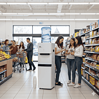 Sleek Usha Laguna Fresh model water dispenser with easy-to-use push-button taps. Sleek Usha Laguna Fresh model water dispenser with easy-to-use push-button taps.