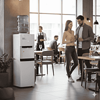 Usha Laguna water dispenser with cooling cabinet and high-efficiency compressor cooling system. Usha Laguna water dispenser with cooling cabinet and high-efficiency compressor cooling system.