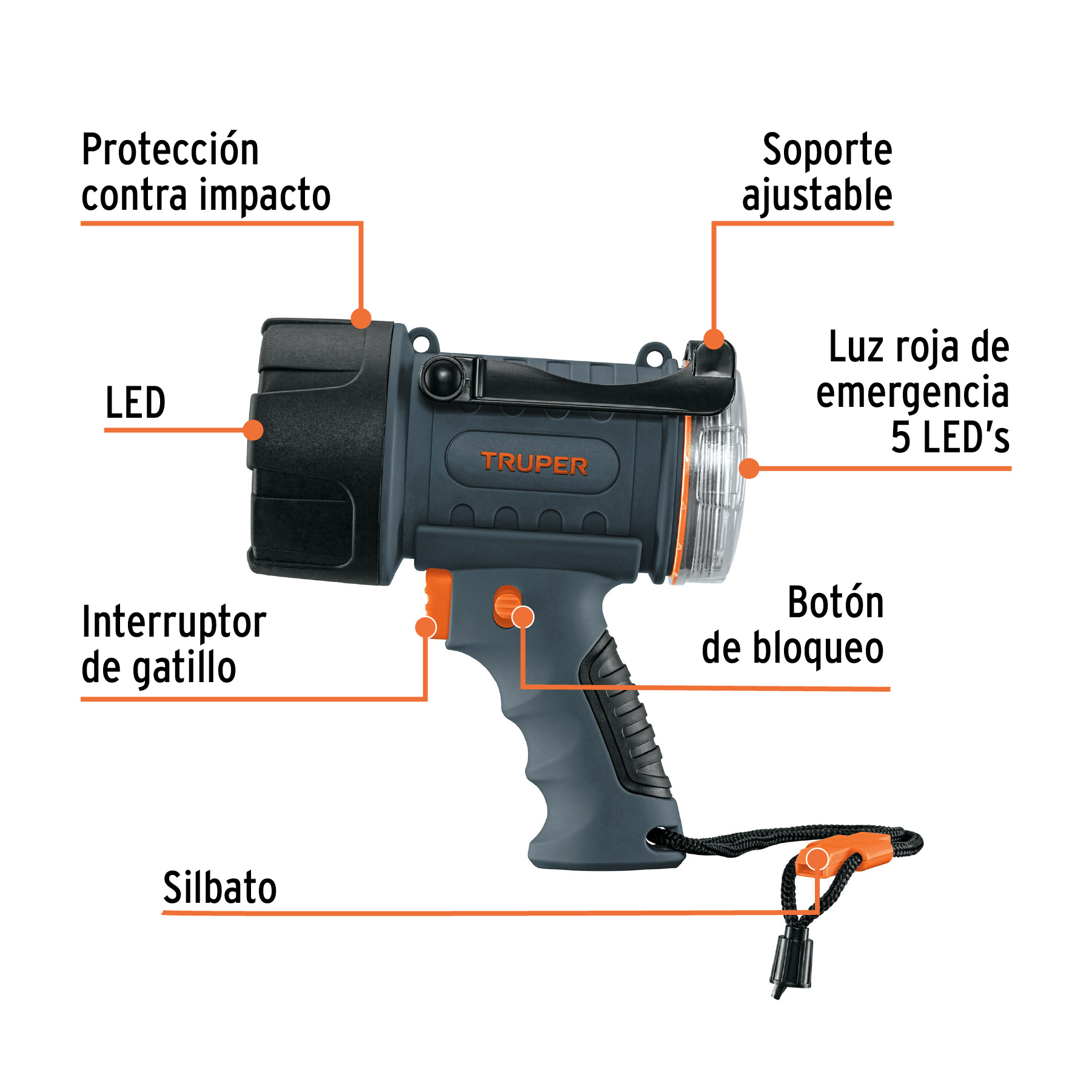 Linterna reflectora LED 300 lm recargable, TRUPER-LARE-300 / 12983