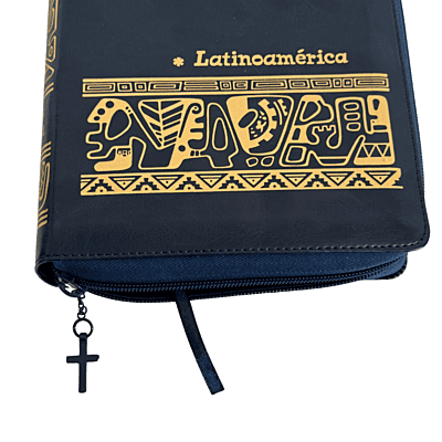 La Biblia Latinoamérica de Lujo Azul, Letra Grande, Imitación piel, Cierre e Índice.