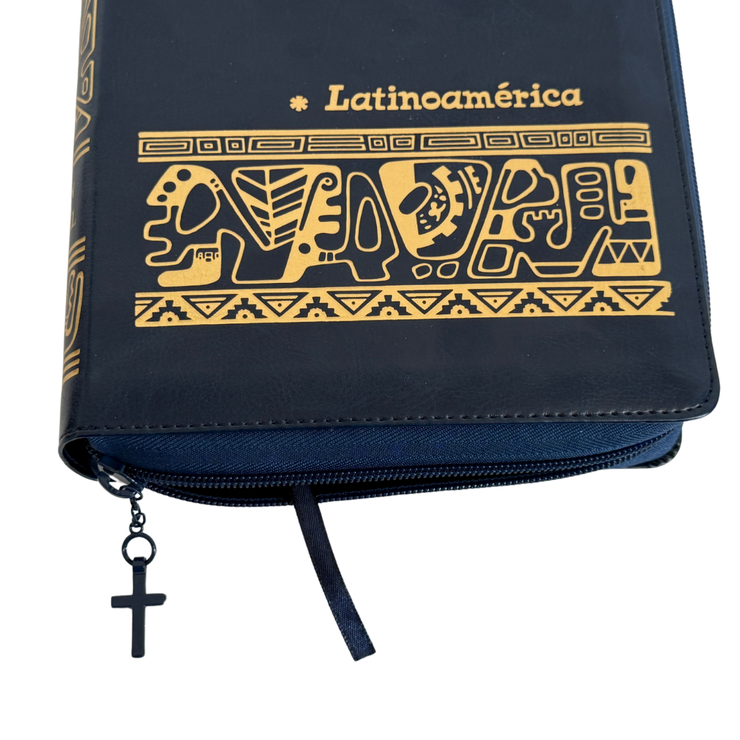 La Biblia Latinoamérica de Lujo Azúl / Letra Grande / Imitación piel / Cierre e Índice - Caja de 16 unidades