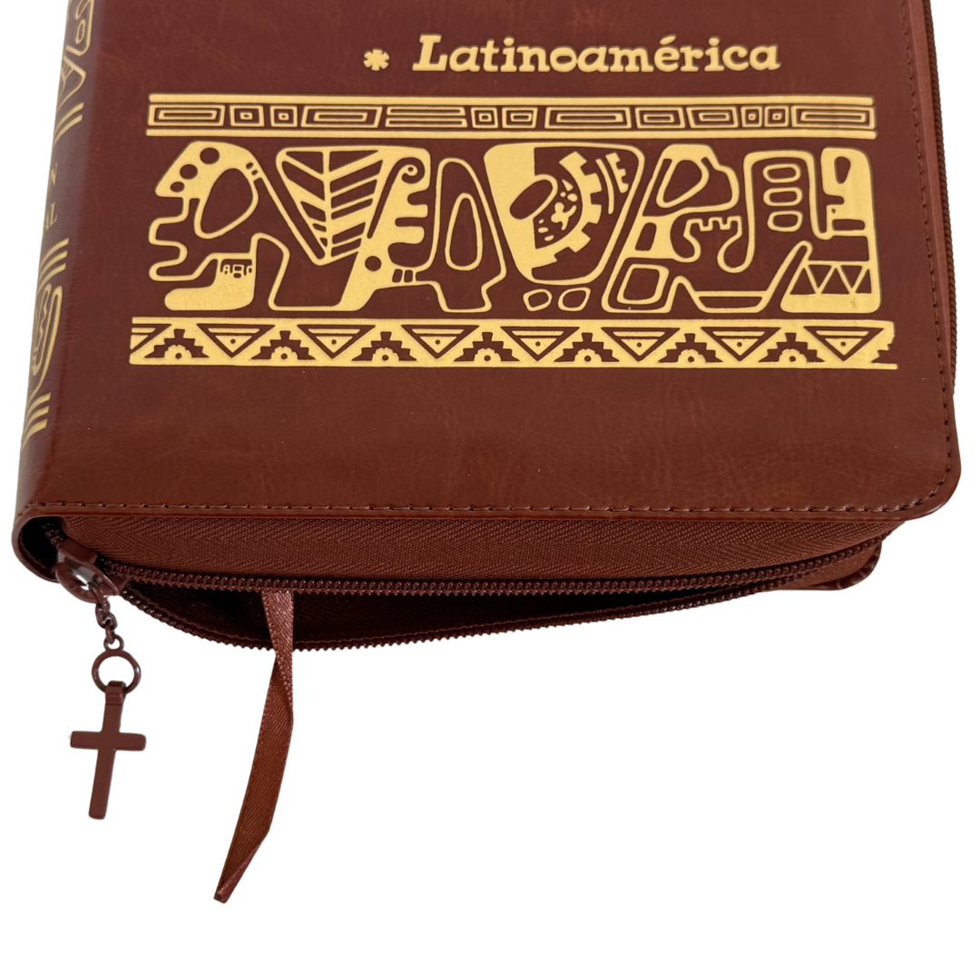 La Biblia Latinoamérica de Lujo Marrón, Letra Grande, Imitación piel, Cierre e Índice