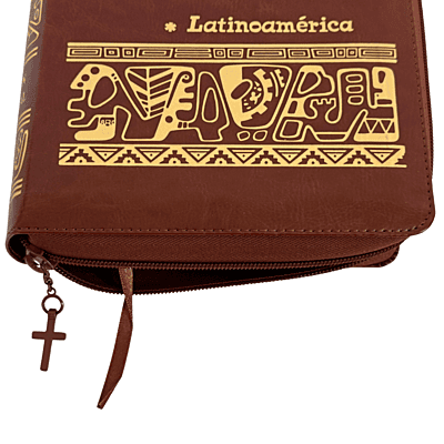 La Biblia Latinoamérica de Lujo Marrón / Letra Grande / Imitación piel / Cierre e Índice- Caja de 16 unidades