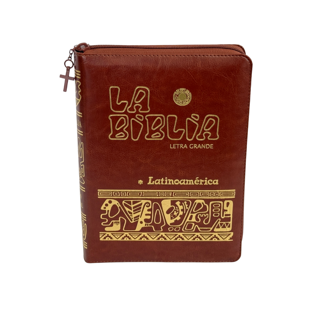 La Biblia Latinoamérica de Lujo Marrón, Letra Grande, Imitación piel, Cierre e Índice