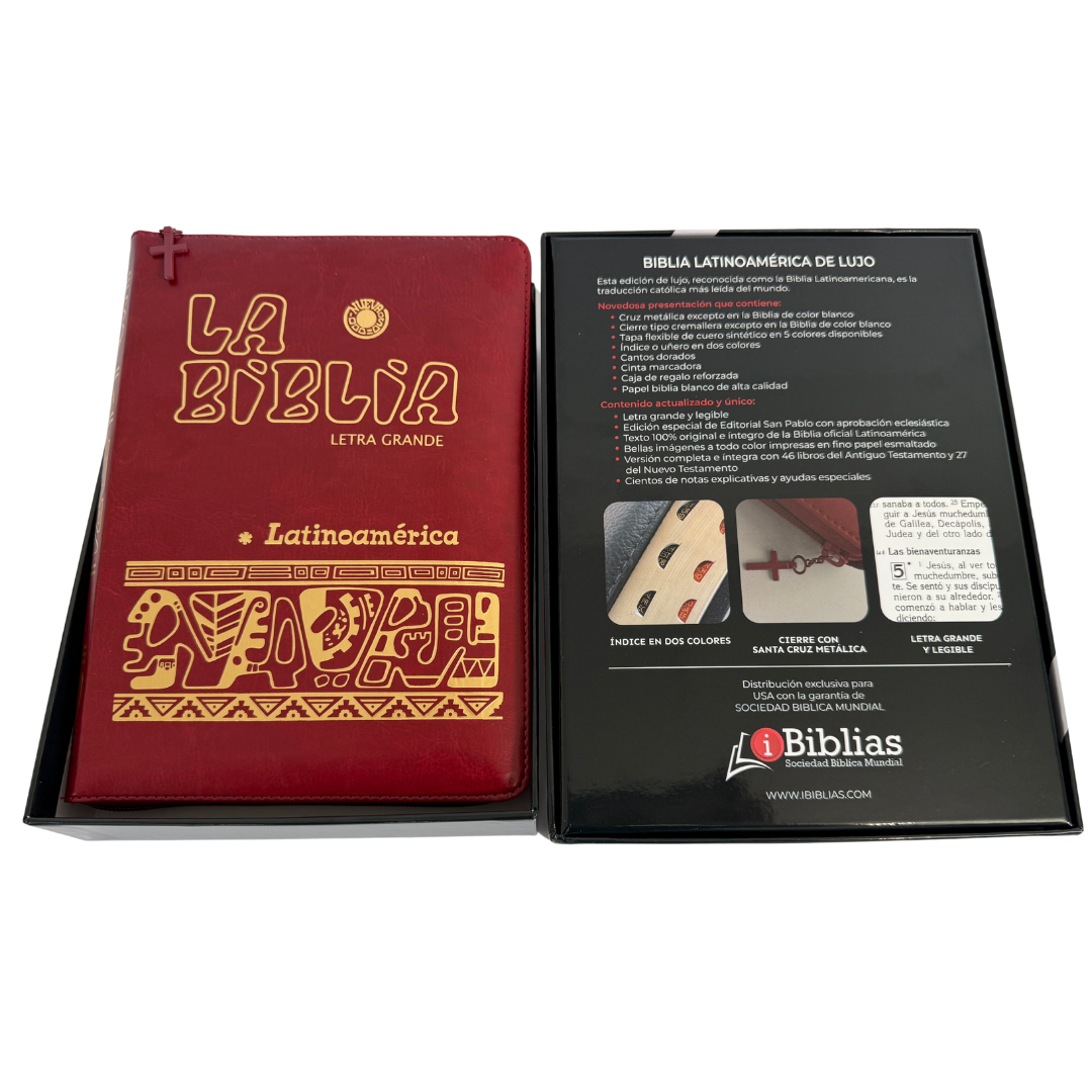 La Biblia Latinoamérica de Lujo Rojo, Letra Grande,  Imitación piel, Cierre e Índice