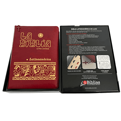 La Biblia Latinoamérica de Lujo Rojo / Letra Grande / Imitación piel / Cierre e Índice - Caja de 16 unidades