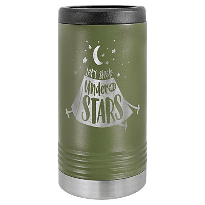 Laser Engraved Polar Camel Olive Green Slim Beverage Holder