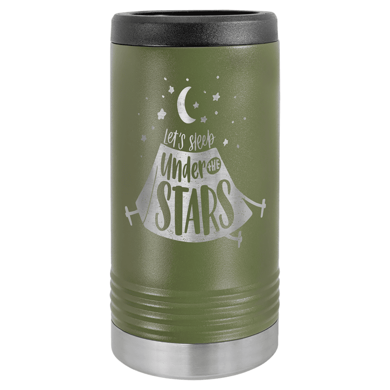 Laser Engraved Polar Camel Olive Green Slim Beverage Holder